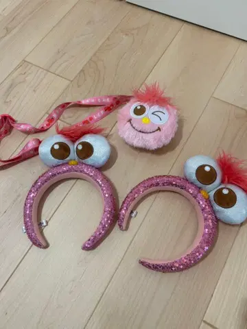 USJ 핑크 모피 머리띠 세트