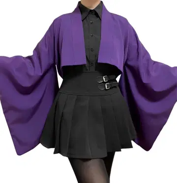 MISAMARU 미사마루 숏 기장 겉옷 보라색 퍼플 기모노 소매