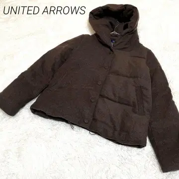 UNITED ARROWS 다크 브라운 후드 부착 다운 자켓 S 사이즈