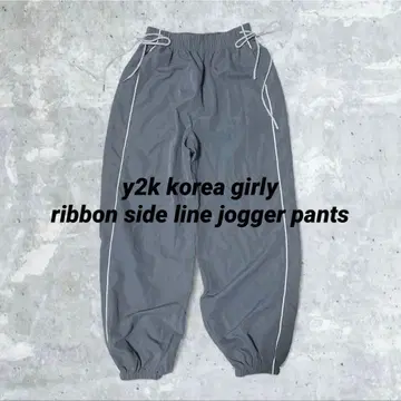 y2k 리본 사이드 라인 한국 이지 조거 팬츠