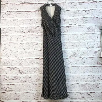 zzr120 슬리브리스 도트 롱 원피스 S