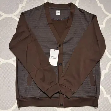 가디건 다케오 키쿠치 L 사이즈 브라운 그래프 체크 자카드