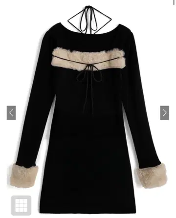 grl 퍼 홀터넥 리본 니트 원피스[ru1388]