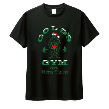 새상품 미사용 골드짐 2025년 산타 S 사이즈 크리스마스 T셔츠