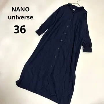 NANO universe 셔츠 원피스 스키퍼 네이비 롱 기장 네이비