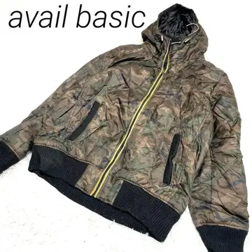 avail basic 카모 패턴 퀼팅 자켓 후드 부착 포켓