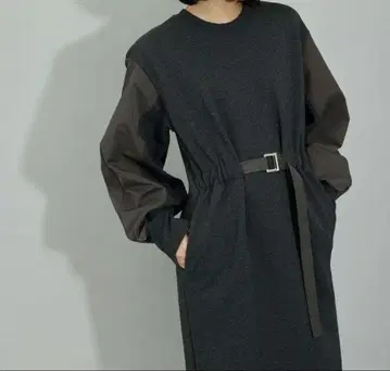 새상품 ADAM ET ROPE' 24AW 맨투맨 콤비 벨티드 원피스