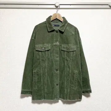 ZARA 코듀로이 자켓 카키 오버 사이즈 셔츠 자켓 M