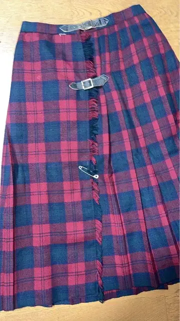 체크 무늬 플리츠 스커트 80s