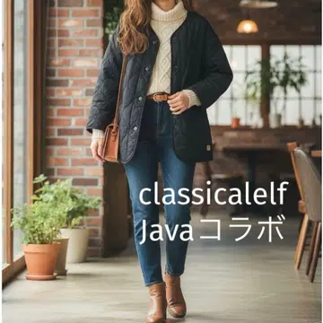 classicalelf Java 콜라보 오버 사이즈 퀼팅 코트 블랙