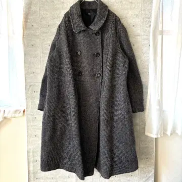 스마일랜드 니세이 트위드 롱 코트 더블 버튼 빅 사이즈