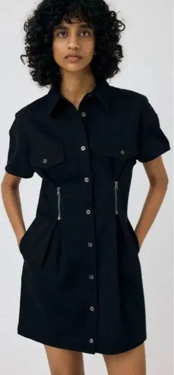 MOUSSY 블랙 원피스 미니 기장