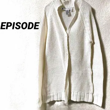 3696K 에피소드 긴팔 니트 가디건 화이트 롱 무지 버튼