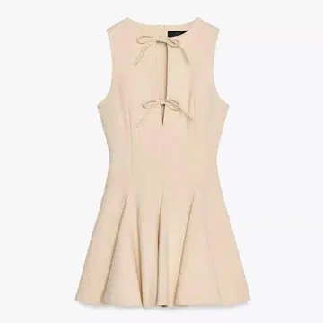 택 포함 Zara 자라 고데와 리본 포함 미니 원피스 베이지 S