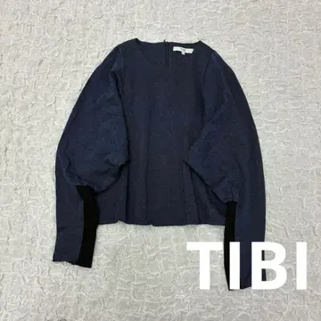 TIBI 새상품급 다크 블루 네이비 벌룬 슬리브 상의