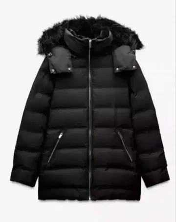 ZARA 세미롱 후드 부착 다운 자켓