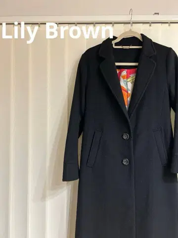 Lily Brown 블랙 롱 코트 사이드 포켓 울