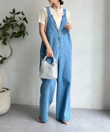 [ 완판템 ] DouDou 데님 프론트 지퍼 살로펫 오버롤