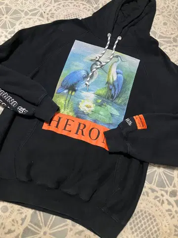 헤론 프레스톤 버드 프린트 후드티 XS