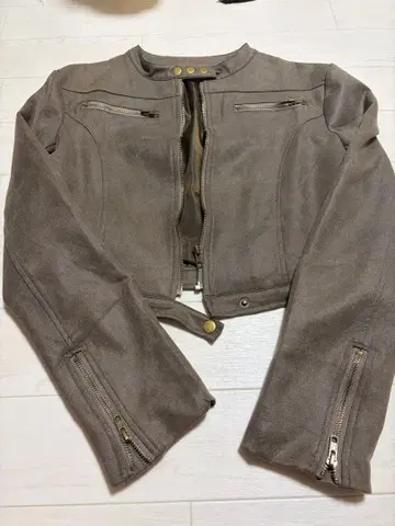 브라운 라이더 자켓 합성 피혁