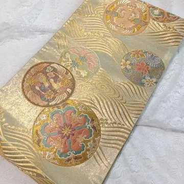 LULU117 후쿠로 오비 화문 봉황 새 금 그린