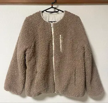 고베 레터스 블루종 노카라 리버서블 숏 기장 보아 나일론