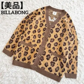 새상품급 BILLABONG 레오파드 무늬 니트 스웨터 가디건 M
