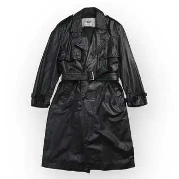 HARAJUKU MOTHER 가죽 트렌치코트 롱 코트 블랙