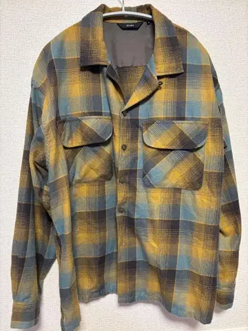 BEAMS 체크 무늬 플란넬 셔츠 오픈 카라