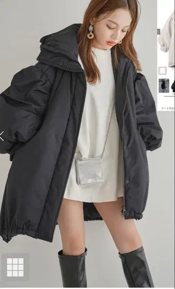 후드 부착 다운 자켓 블랙