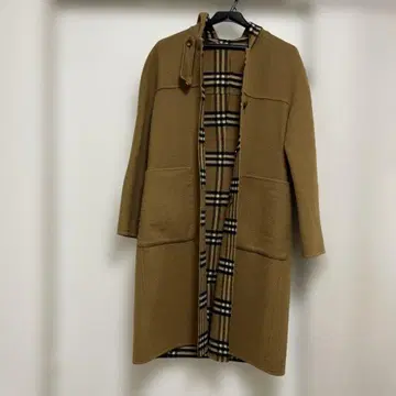 리버서블 울 후드 부착 코트 카멜