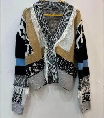 SHAGADELIC 기하학 패턴 니트 가디건 샤가델릭 프린지 패턴