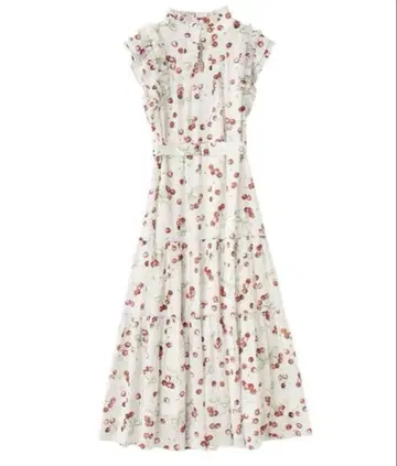 LILLIAN CARAT 전개 프린트 티어드 원피스 체리