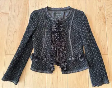 에포카 EPOCA 노카라 자켓 자수 38 블랙 블랙