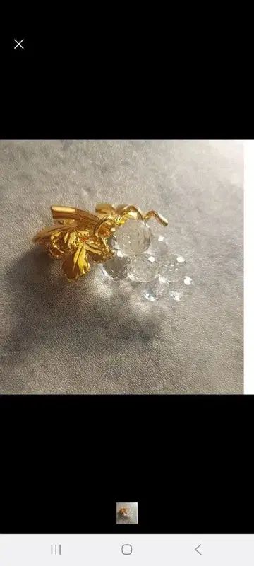 스와로브스키 크리스탈 포도 엘레강트한 골드 컬러 잎과 크리스탈 브로치