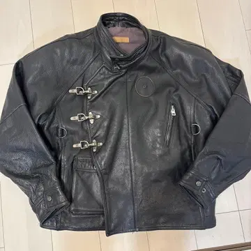 American Basics 블랙 가죽 파이어맨 자켓