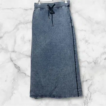 GU 데님 패턴 롱 스커트 맨투맨 원단 허리밴딩 M