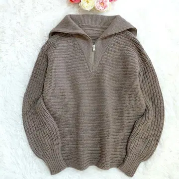 새상품급 띠어리 럭스 울 100% 하프 지퍼 니트 브라운