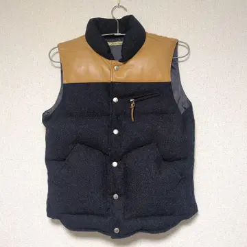 다운 베스트 퀼팅 베스트 네이비/브라운