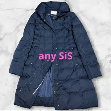 any SiS 워셔블 롱 다운 코트 숄카라 A라인 네이비