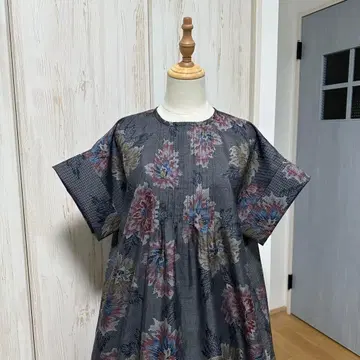 기모노 리메이크 오시마 명주(7 말)에서 핀턱의 넉넉한 원피스