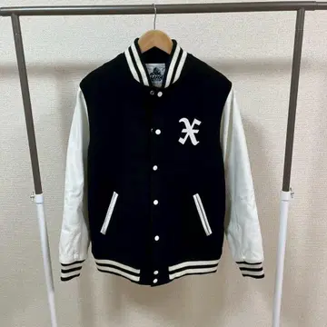 XLARGE 바시티 자켓 블랙/화이트