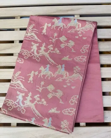 오비 핑크 금은 자수 봉황 말 호스