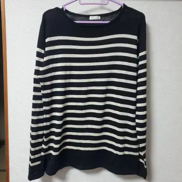 새상품급 에디피스 S 실크 코튼 보더 니트 블랙 x 화이트