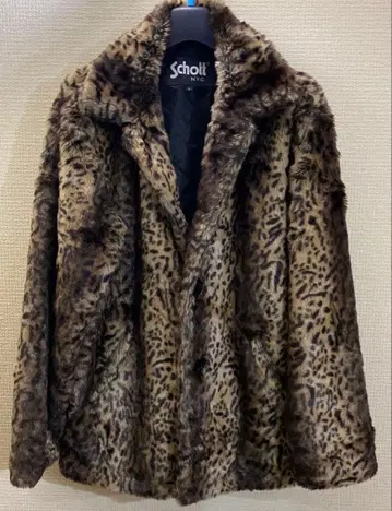 Schott 레오파드 무늬 퍼 자켓 L