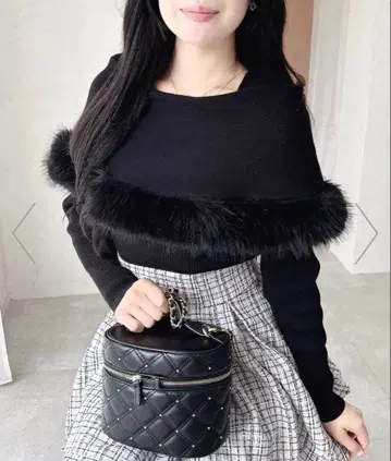 INGNI 퍼 케이프 니트