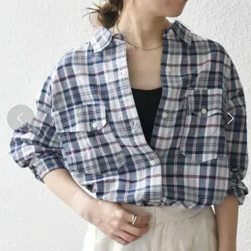 24SS 쉽스에니 린넨 믹스 마드라스 체크 셔츠 화이트