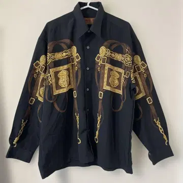 PASHRAIL 올 패턴 패턴 셔츠 장식 패턴 레트로 블랙