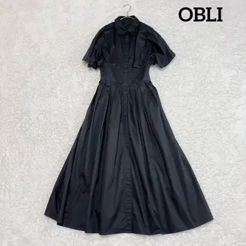 새상품급 오블리 셔츠 원피스 돌먼 슬리브 코튼 블랙 0