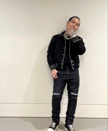 YZERR 착용 RtA 십자가 자수 데님 punk goth grunge